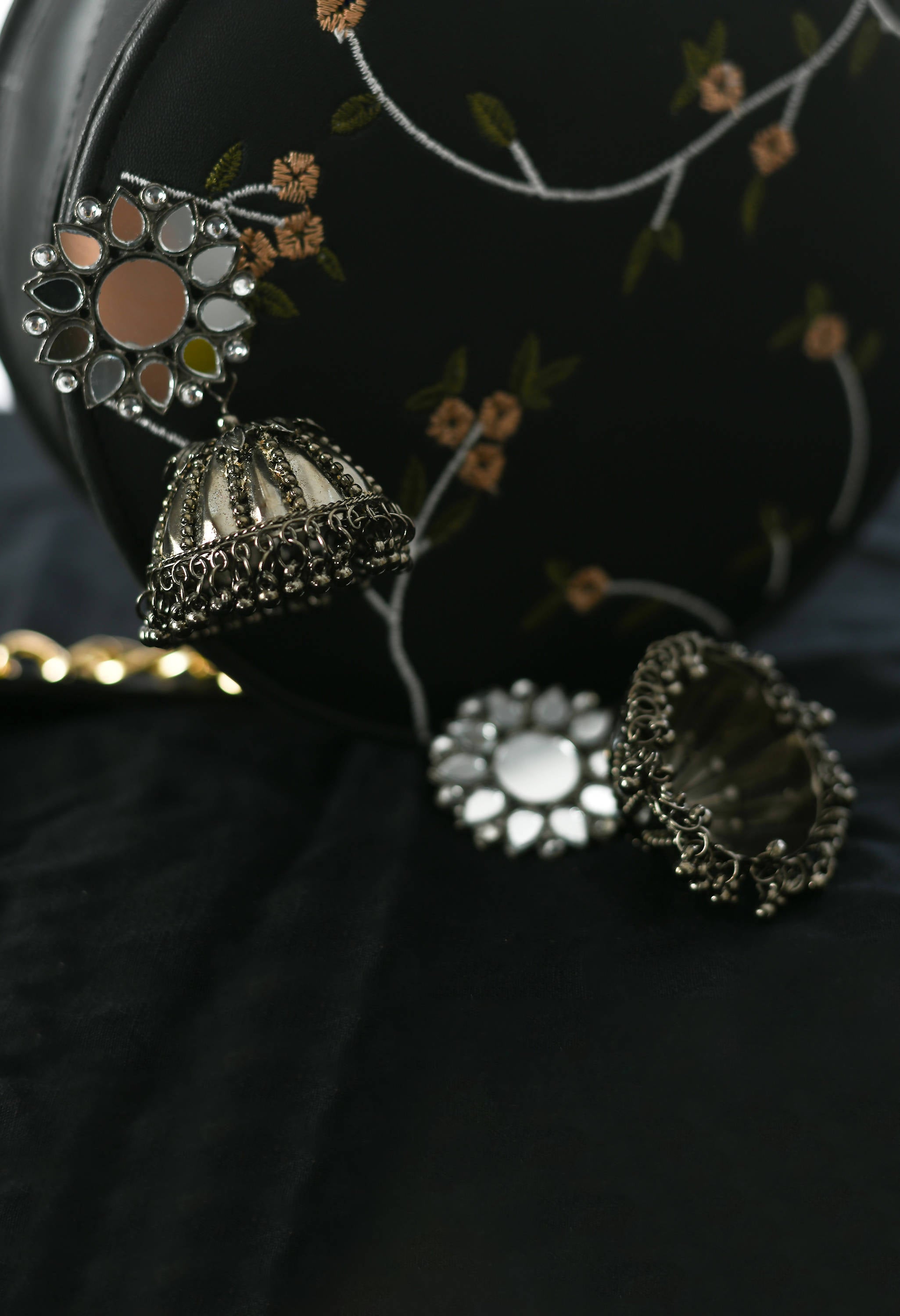 Mominos Fashion Johar Kamal Silver-Plated With Mirror Earrings Jhumkas - Distacart