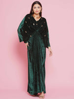 Thumbnail for Women Republic Green Velvet Hand Embellished Gown - Distacart