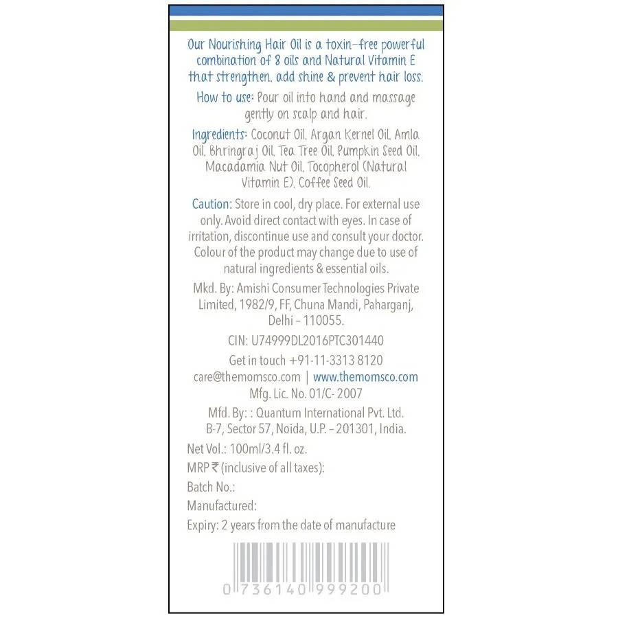 The Moms Co Natural Nourishing Hair Oil - Distacart