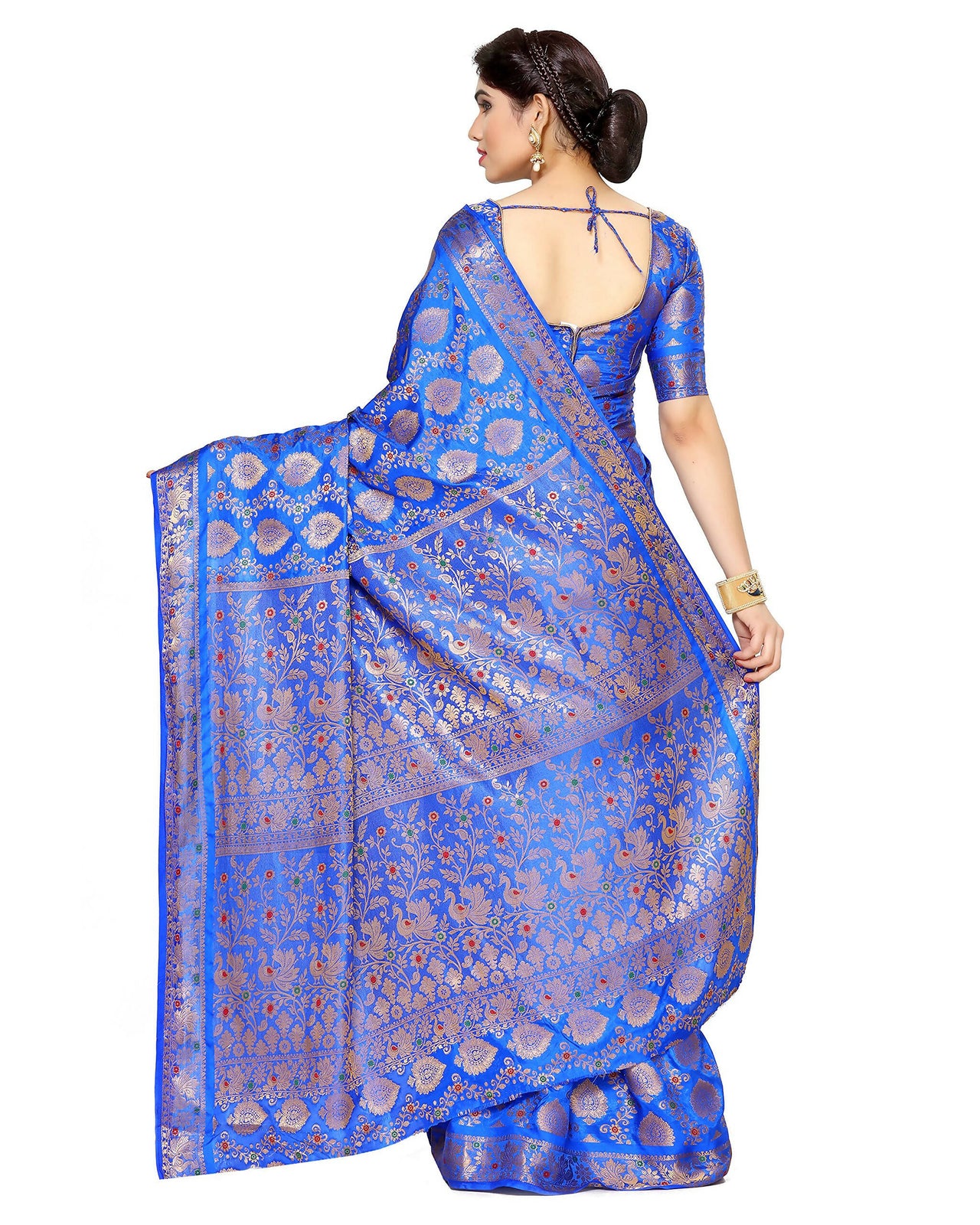 Mimosa Women's Blue Art Silk Kanjivaram Saree - Distacart