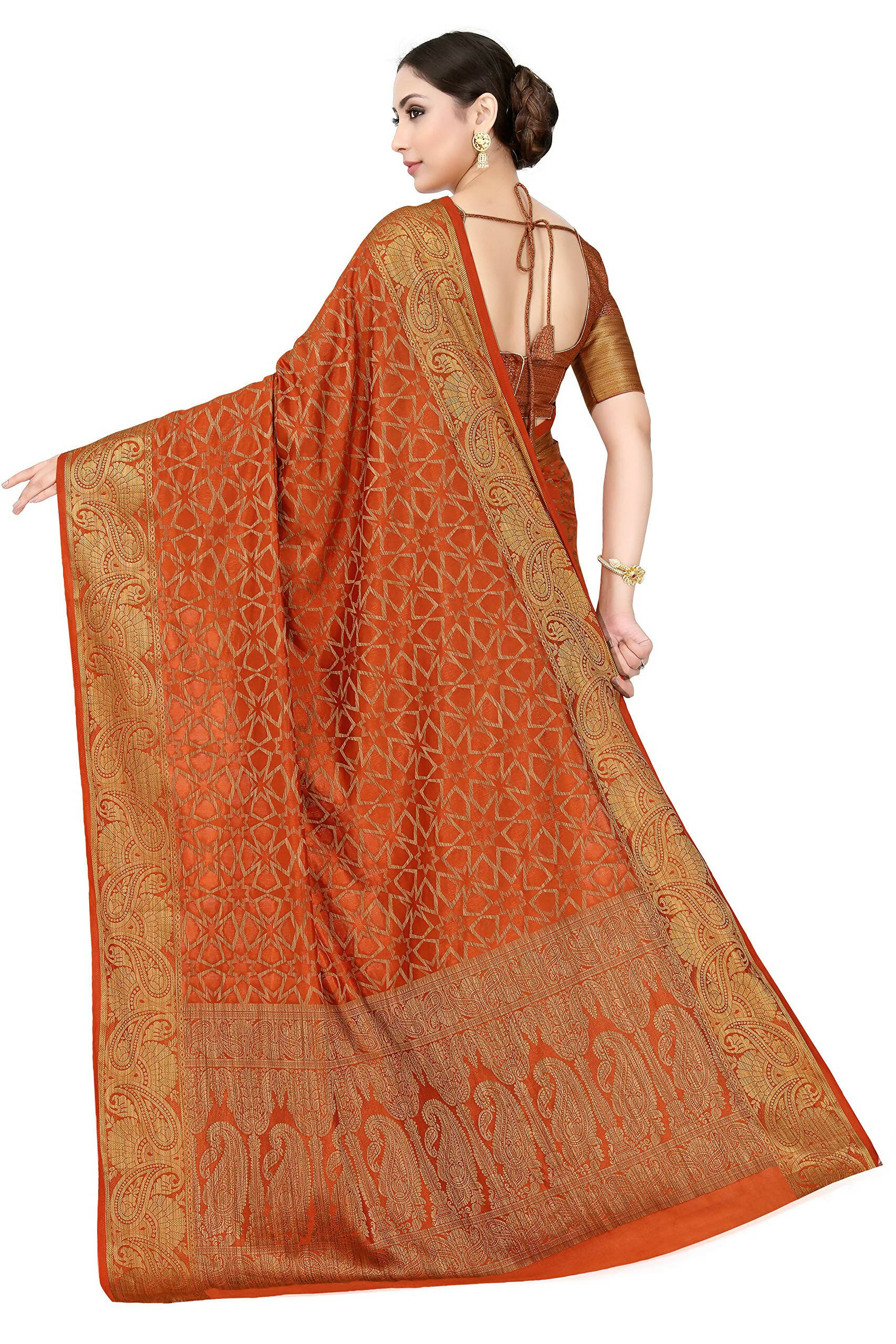 Mimosa Women's Rust Orange Patola Art Silk Saree - Distacart