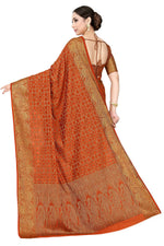Thumbnail for Mimosa Women's Rust Orange Patola Art Silk Saree - Distacart