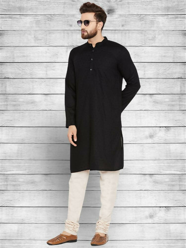 Even Apparels Pure Cotton Black Kurta - Black - Distacart