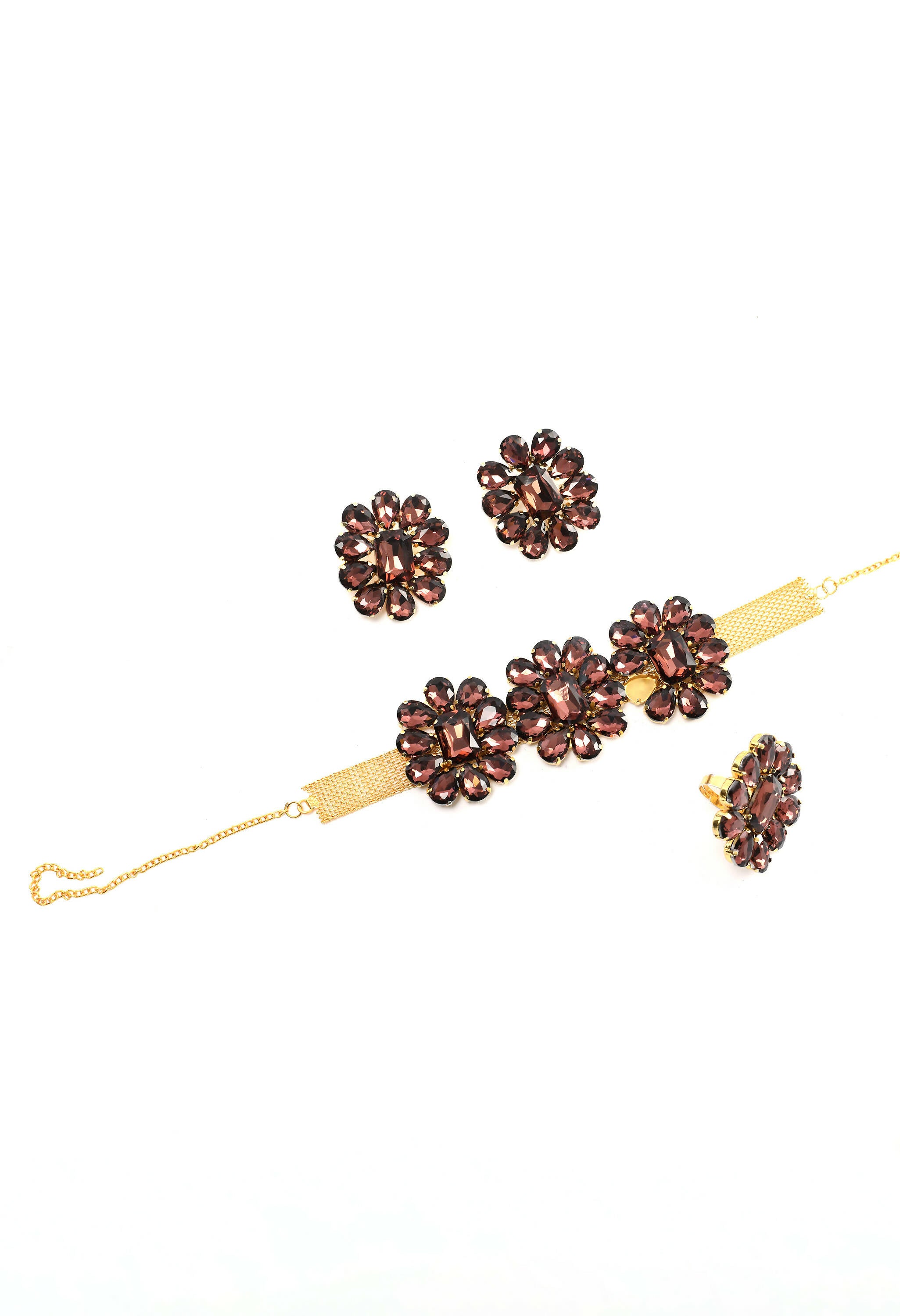Mominos Fashion Joharkamal Gold-Plated Brass Finish Stone Choker For Women & Girls (Brown) - Distacart