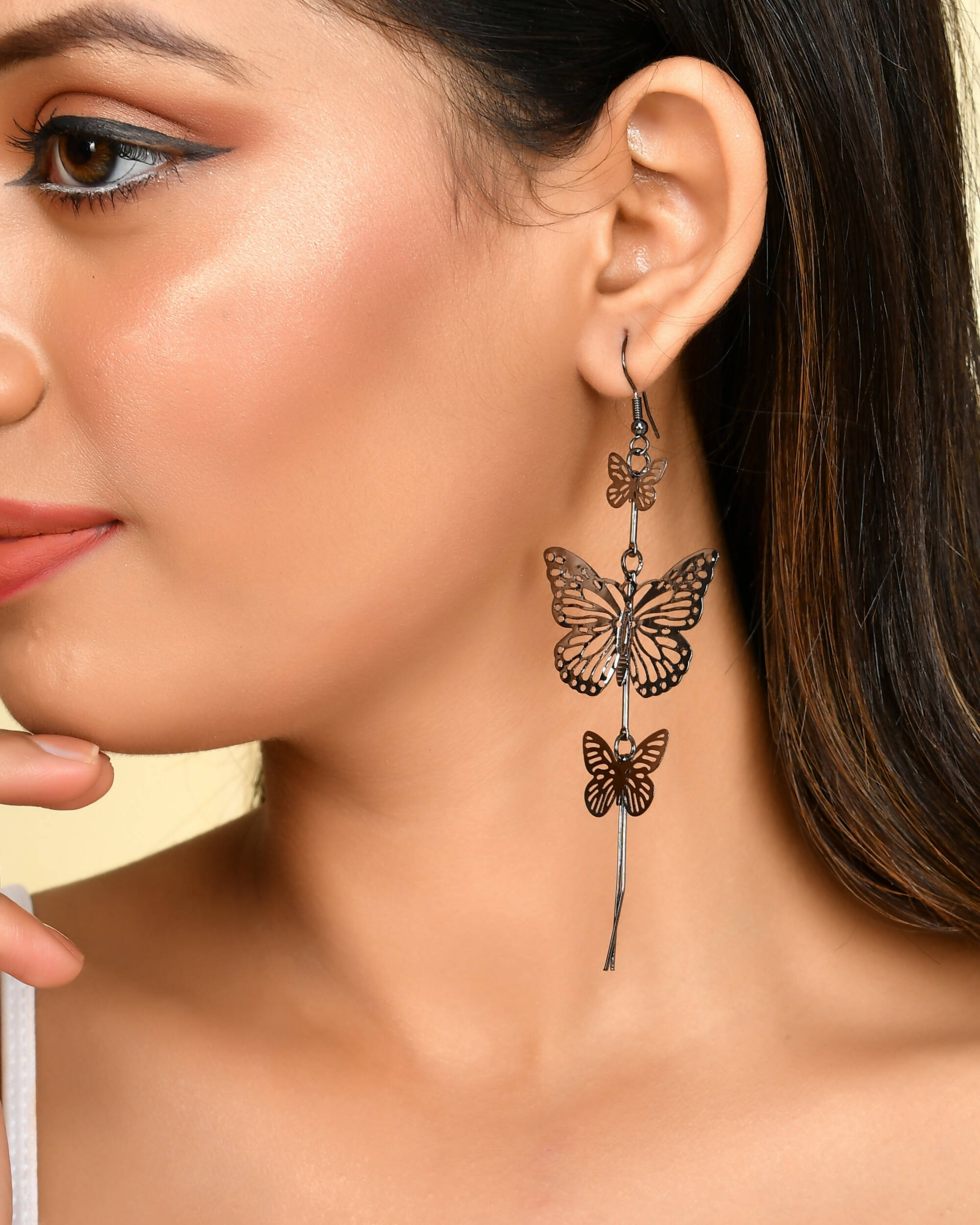 VOJ Women Rhodium-Plated Butterfly style Stainless Steel Drops & Danglers Earrings - Distacart