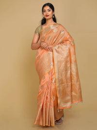 Thumbnail for Kalamandir Floral Light Orange Silk Blend Saree
