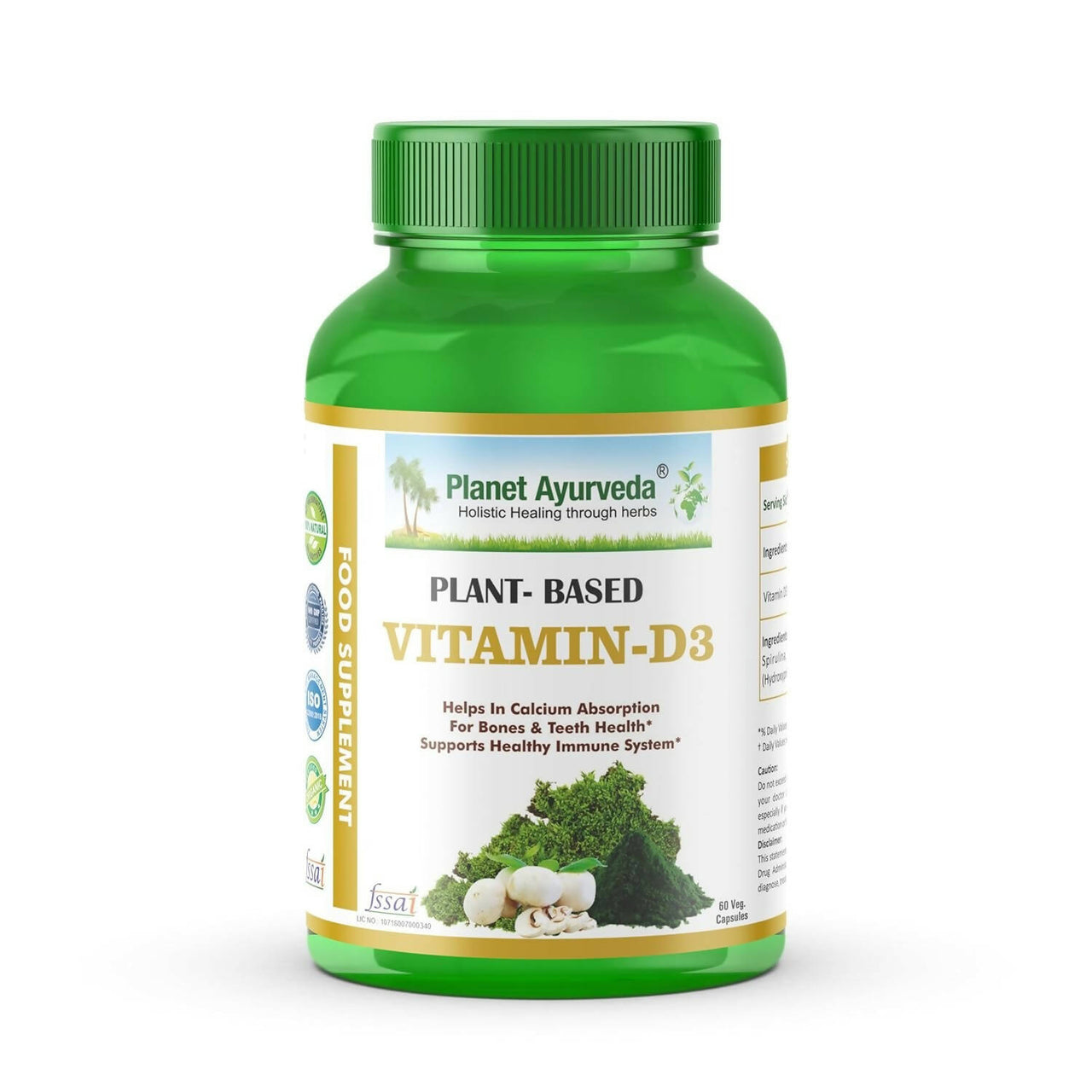 Planet Ayurveda Plant Based Vitamin D3 Capsules - Distacart