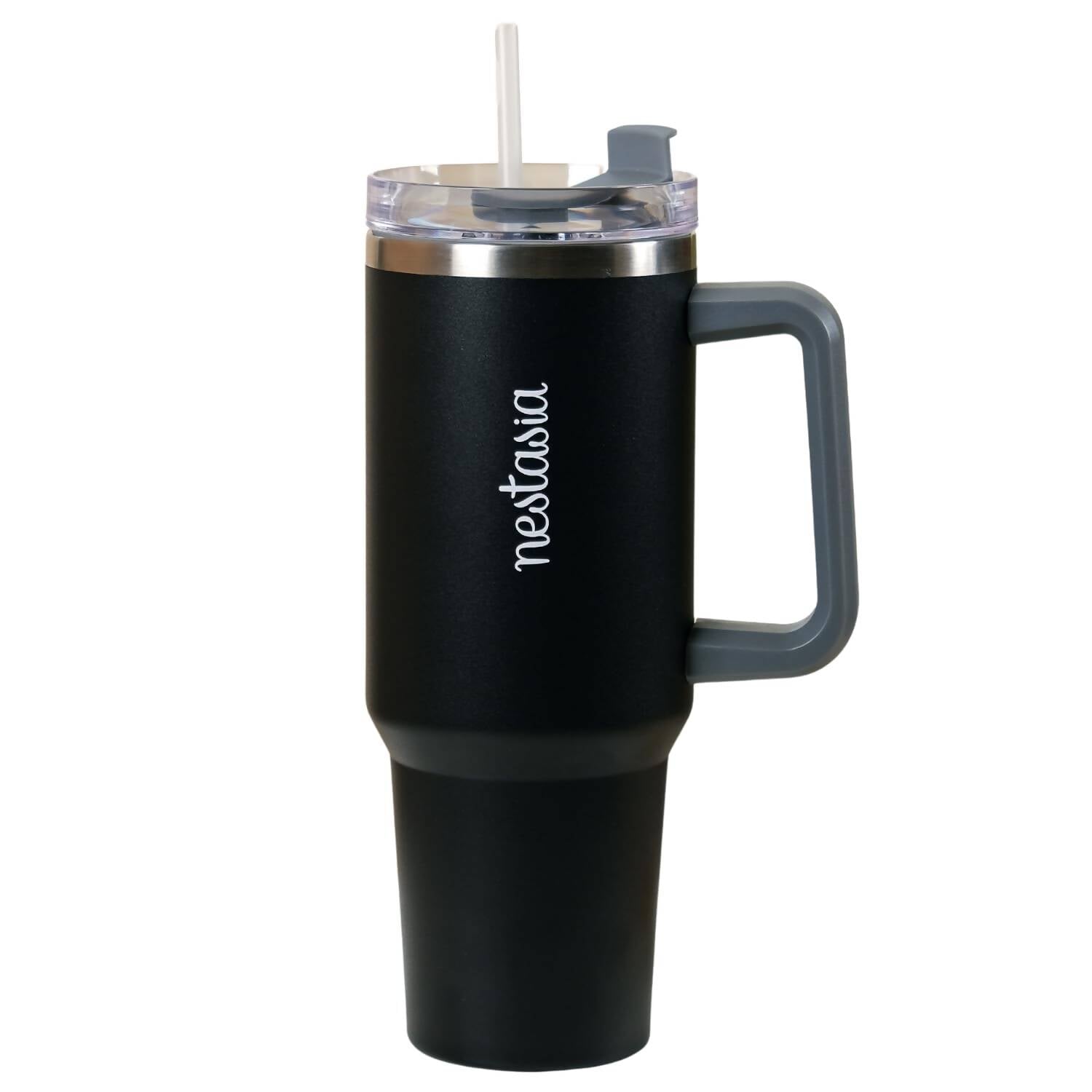 Nestasia Tumbler with Handle Straw & Lid - 1.2L (Black) - Distacart