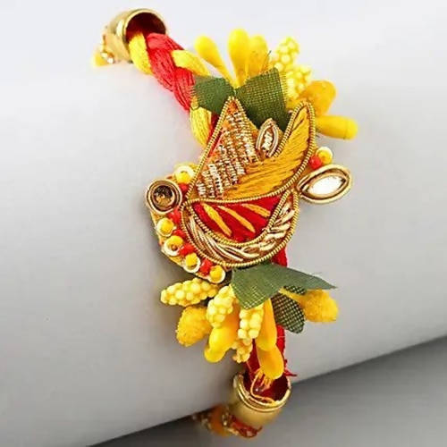 Colourful Zardosi Rakhi & Cadbury Silk Chocolates - Distacart