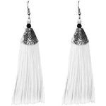 Thumbnail for Muskan Fancy White Silk Tassel Drop Earrings