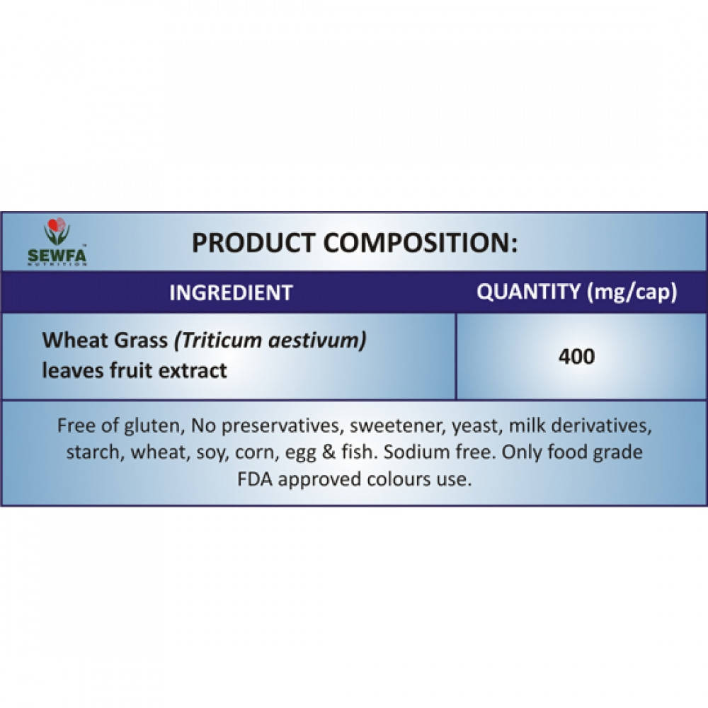Sewfa Naturals Wheat Grass Powder Capsules - Distacart
