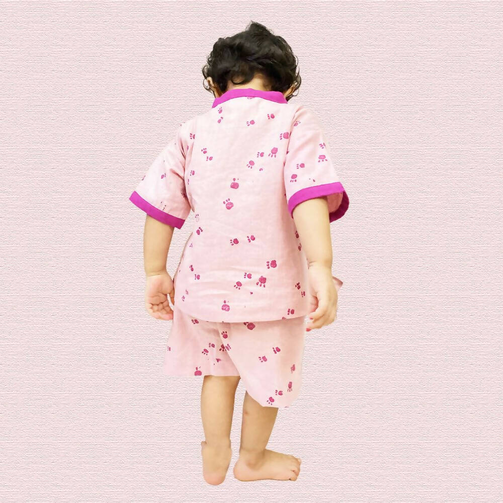 Mhyssa Mufasa Half Sleeve Wrap Style Pink T-shirt With Shorts Set For Kids - Distacart