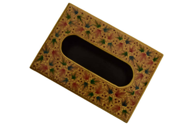 Nizalia Floral Motif Embossed Golden Paper Mache Bowl