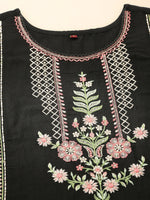Thumbnail for Black Embroidered Chinon Straight Kurta With Trouser & Dupatta - Salimar - Distacart