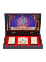 Thumbnail for Golden Peacock Brown & Blue 24 CT Gold Foil Wooden Sri Sai Baba Pooja Box - Distacart