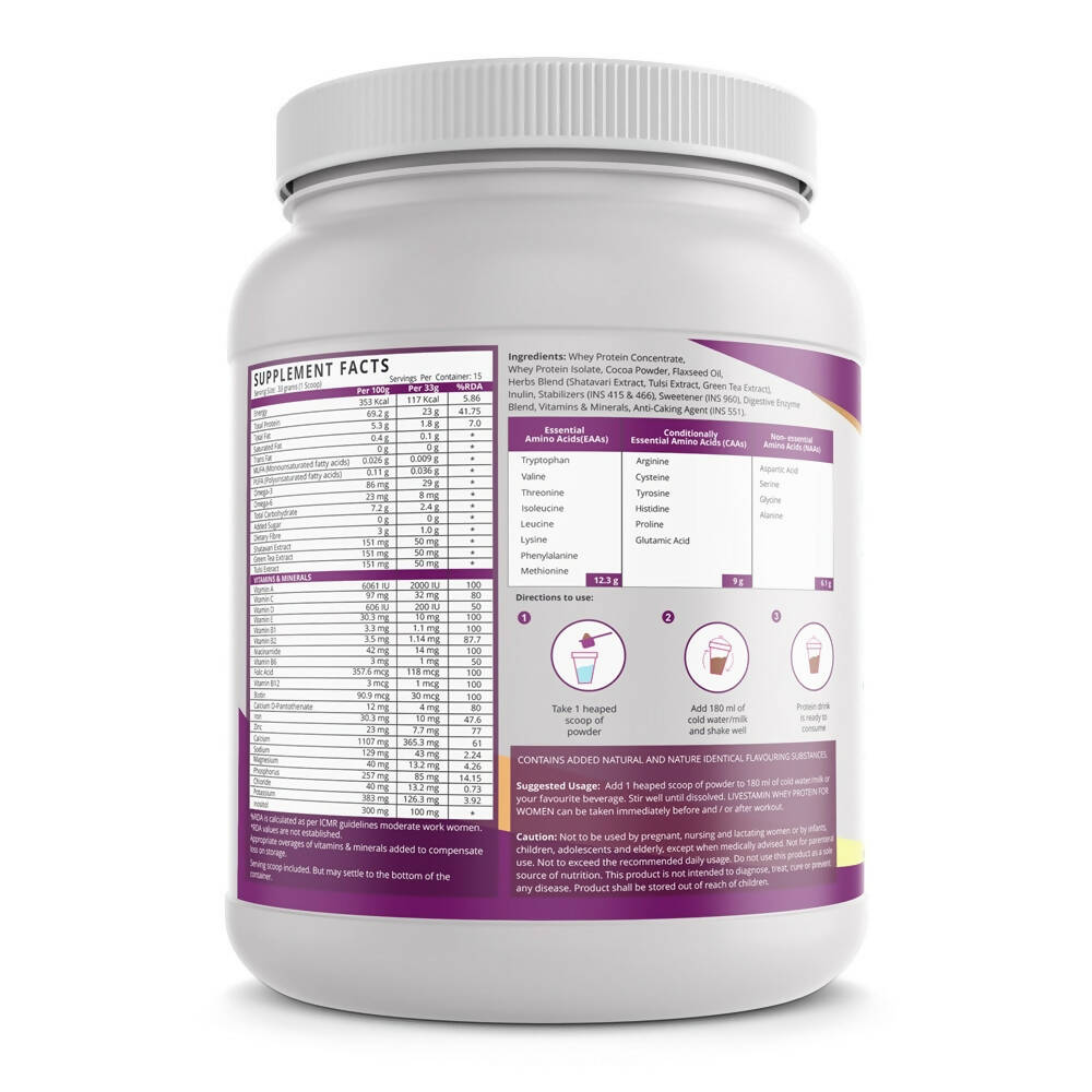 Livestamin Whey Protein For Women - Chocolate Flavour - Distacart