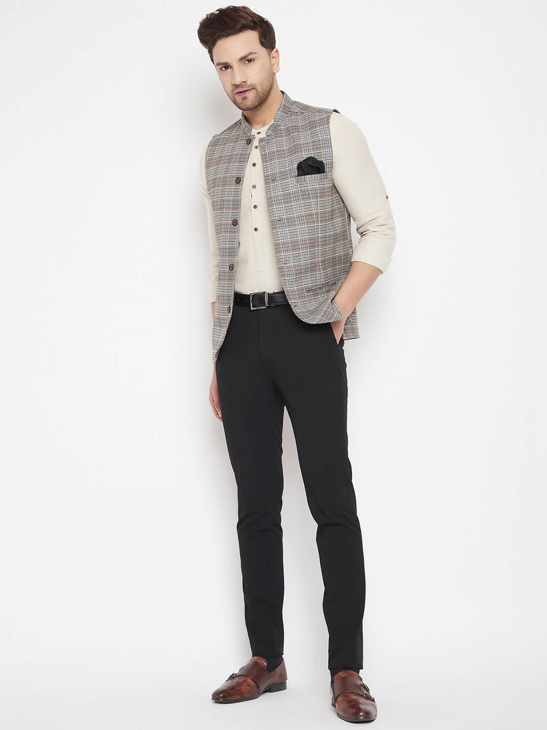 Even Apparels Multi Merino Men's Nehru Jacket-Contrast Lining-Free Pocket Square - Distacart