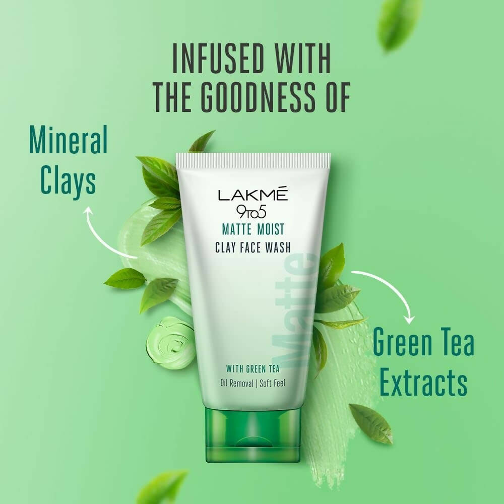 Lakme 9to5 Matte Moist Clay Facewash With Green Tea - Distacart