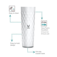 Thumbnail for Vaya Drynk Stainless Steel Water Bottle Tumbler for Office - 600ml (White) - Distacart