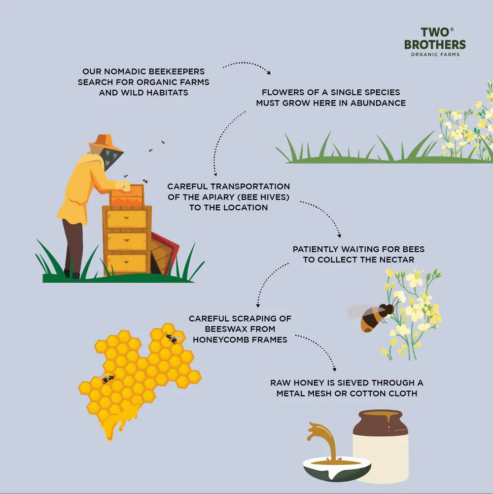 Two Brothers Organic Farms Raw Mustard Flower Honey-Mono Floral - Distacart