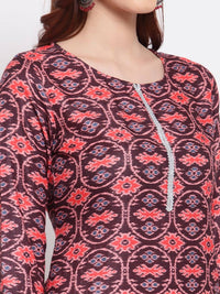 Thumbnail for Myshka Women's Multi Printed Pashmeena Full Sleeve Round Neck Casual Winter Kurta