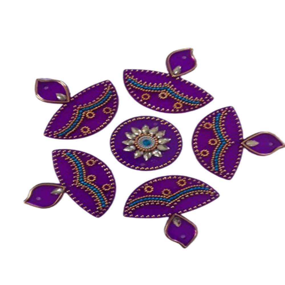Kundan HandiKrafts Handcrafted Violet Colour Kundan Rangoli - Distacart