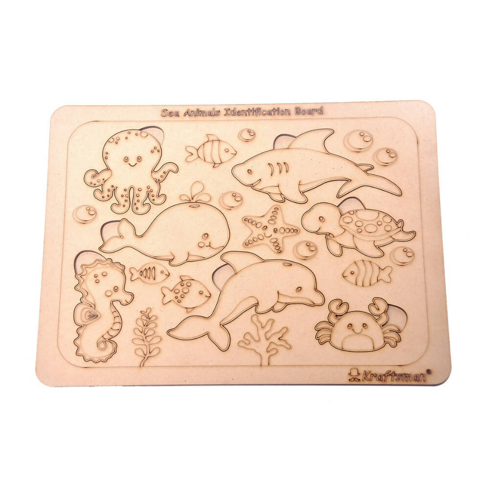 Kraftsman Sea Animals Identification Puzzle Board | Color Kit Included - Distacart