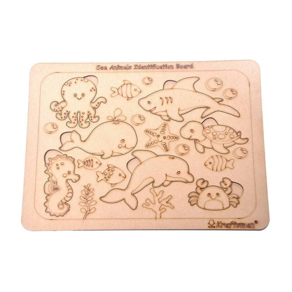 Kraftsman Sea Animals Identification Puzzle Board | Color Kit Included - Distacart
