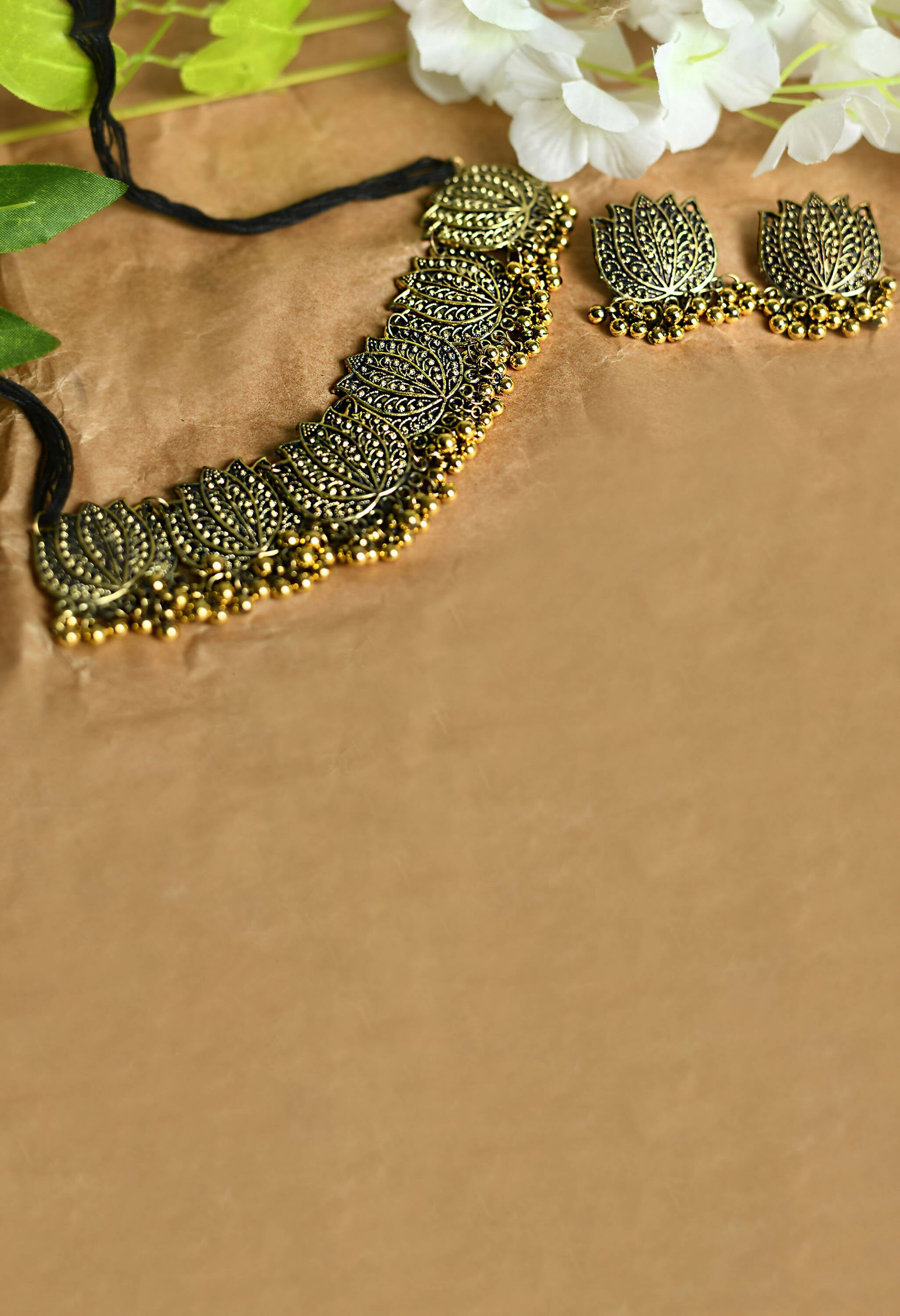 Mominos Fashion Johar Kamal Gold-Plated Brass Finish Lotus Design Choker For Women - Distacart