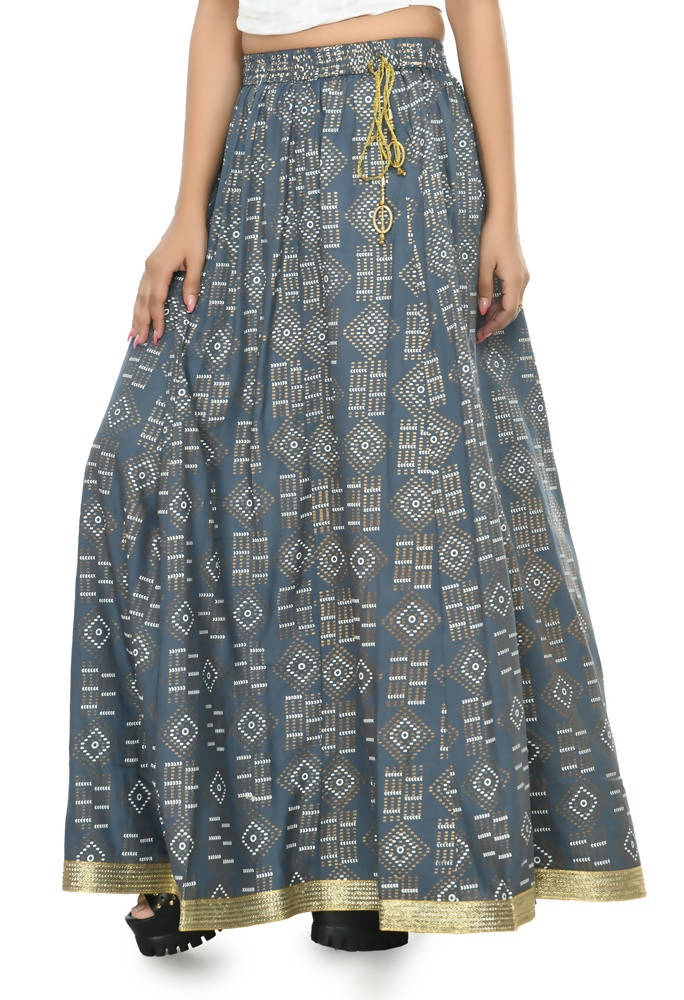 Mominos Fashion Moeza Cotton Grey Printed Lehenga (Lancha)