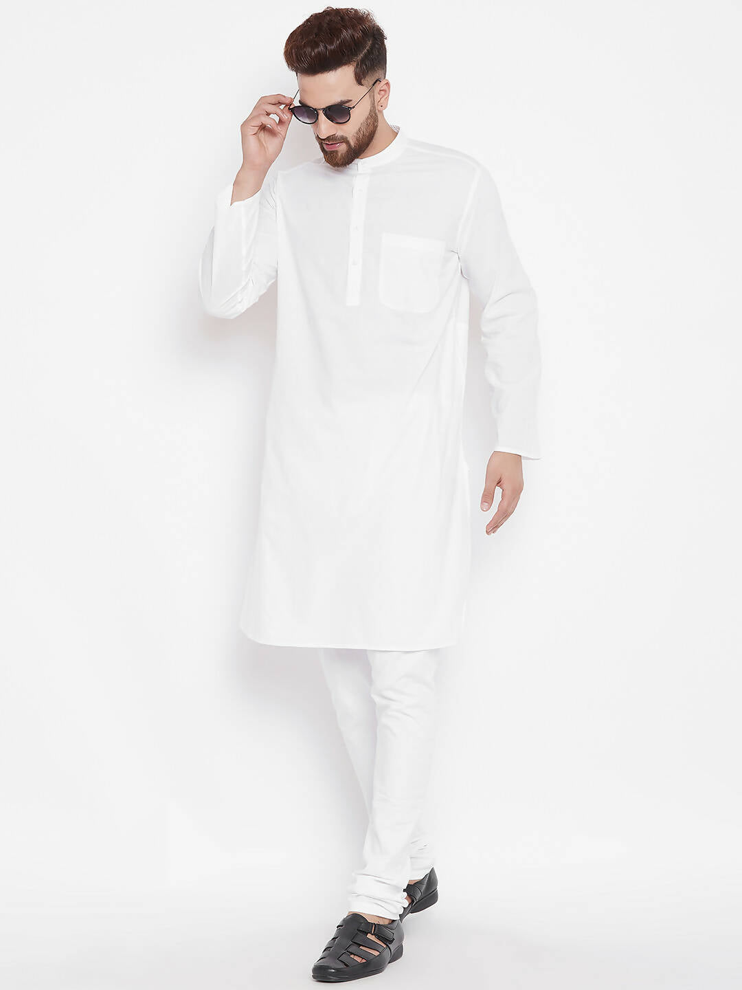 Even Apparels White Color Pure Cotton Band Collar Men's Kurta - Distacart