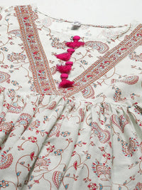 Thumbnail for Yufta Off White Floral Ethnic Maxi Dress