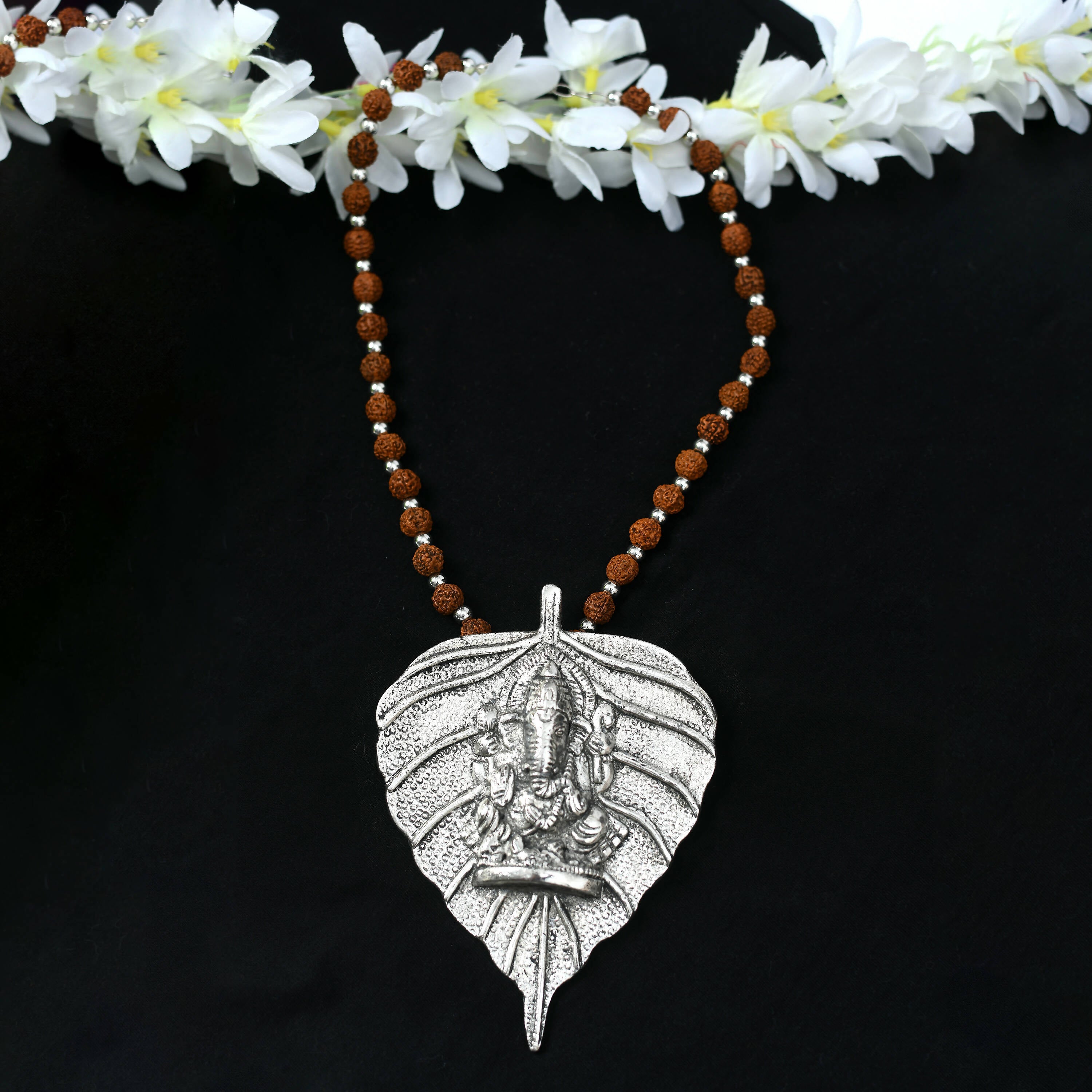 Mominos Fashion Johar Kamal Oxidised Silver-Plated Brass Finish Ganesha Long Necklace For Women - Distacart