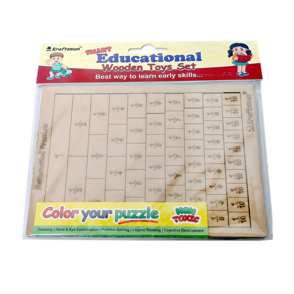 Kraftsman Mathematics Fractions Learning/Strips and Bars Learning and Puzzle Board | Color Kit Included - Distacart