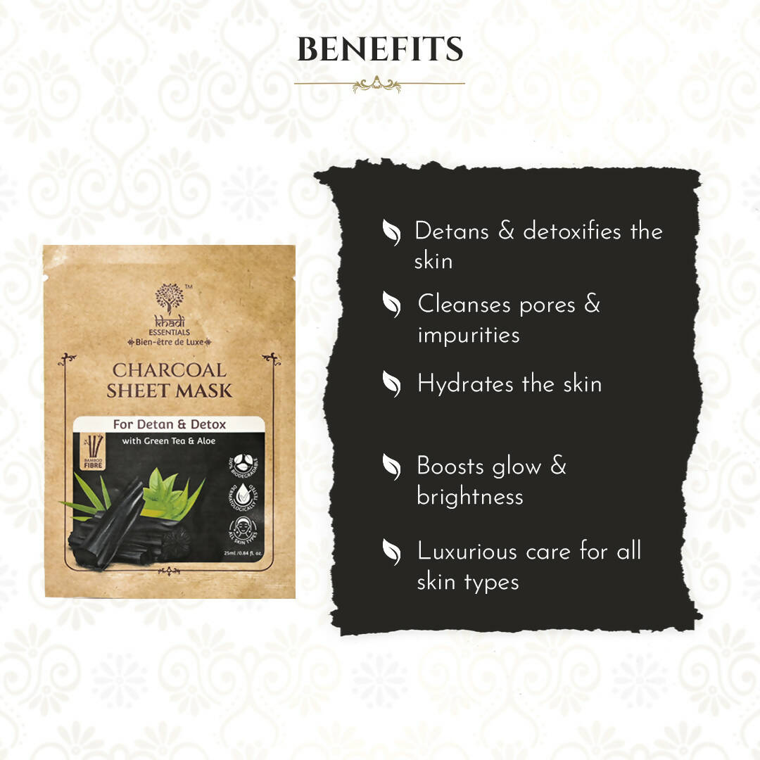 Khadi Essentials Charcoal Serum Sheet Mask - Distacart