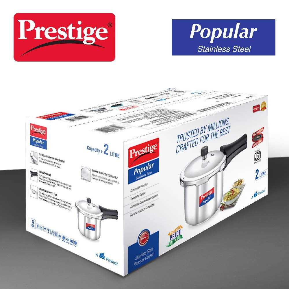 Prestige Popular Stainless Steel Pressure Cooker, Silver