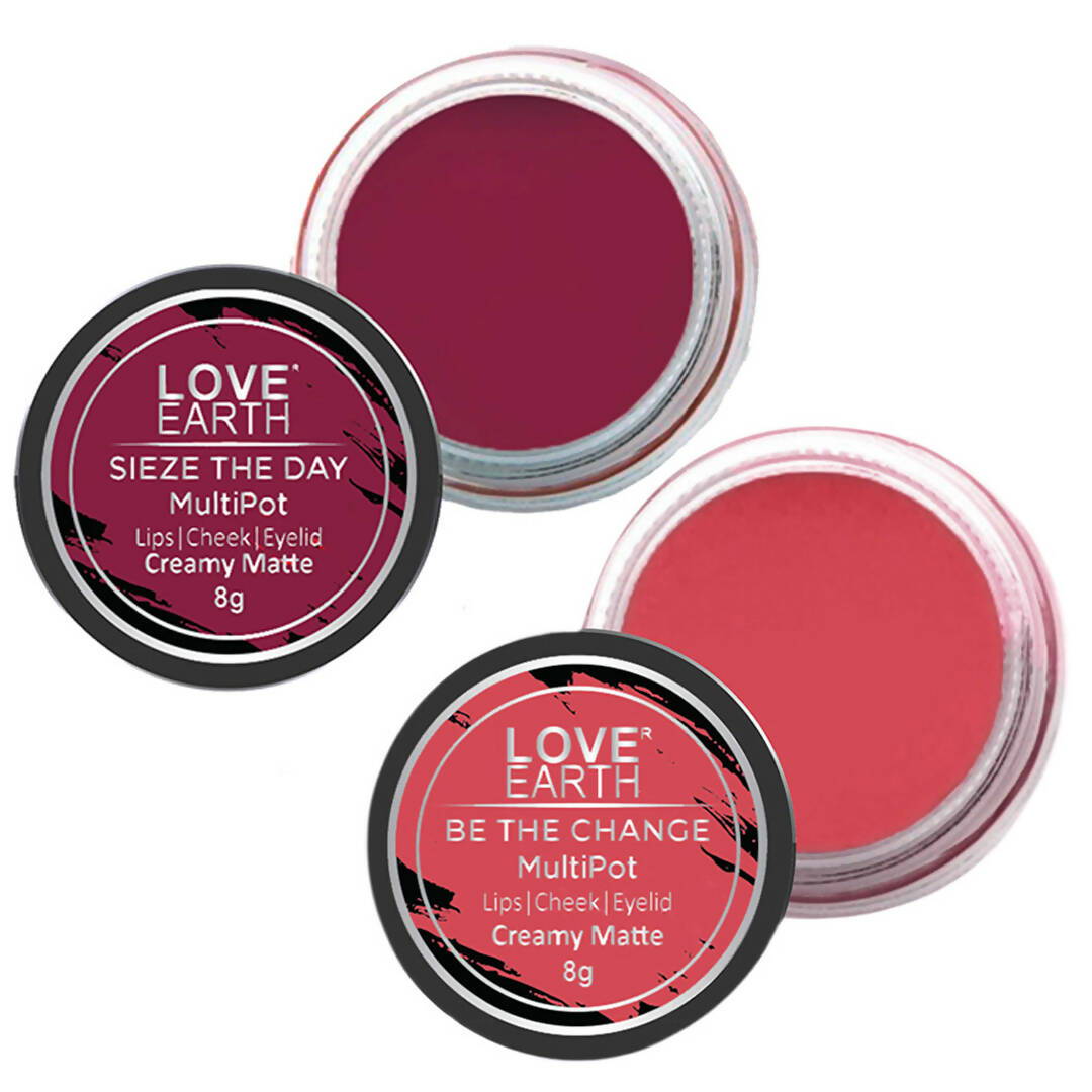 Love Earth Lip Tint & Cheek Tint Multipot Combo (Rose Pink & Raspberry Pink) - Distacart