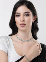 Thumbnail for NVR Women Silver Plated & Blue Cz Stone Handcrafted Jewellery Set - Distacart