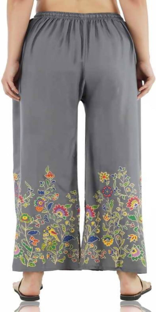 Mominos Fashion Grey Floral Design Palazzo