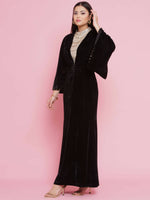 Thumbnail for Women Republic Black Velvet Embellished Gown - Distacart