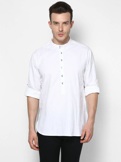 Even Apparels Band Collar White Color Pure Cotton Men's Kurta - Distacart