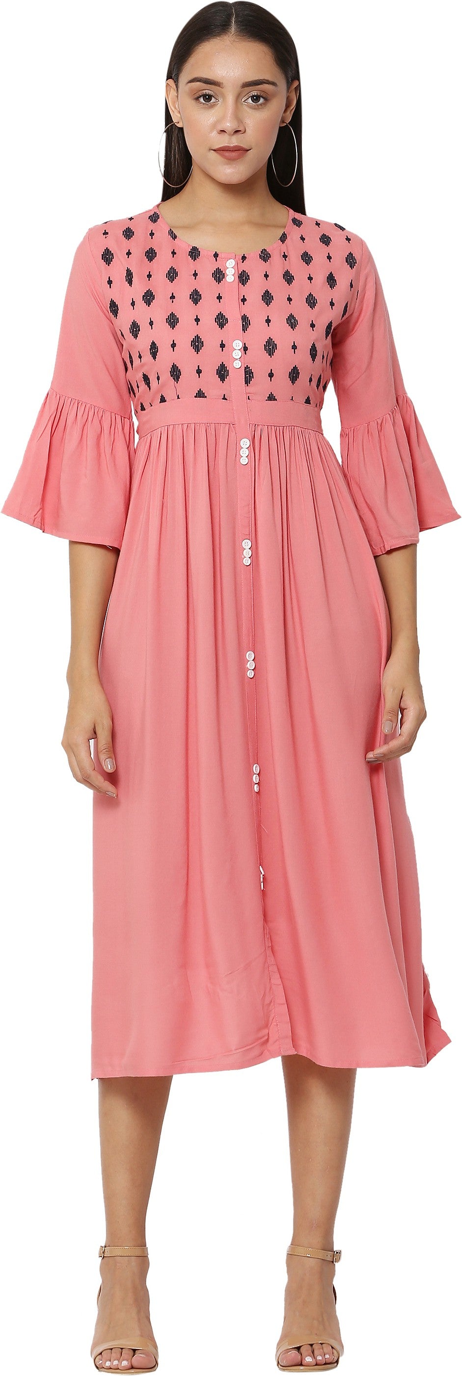 PAVONINE Gajri Color Embroidery Work With Button Dress For Women - Distacart
