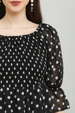 Thumbnail for PAVONINE Polka Dots Body Kansai Black Dress For Women - Distacart