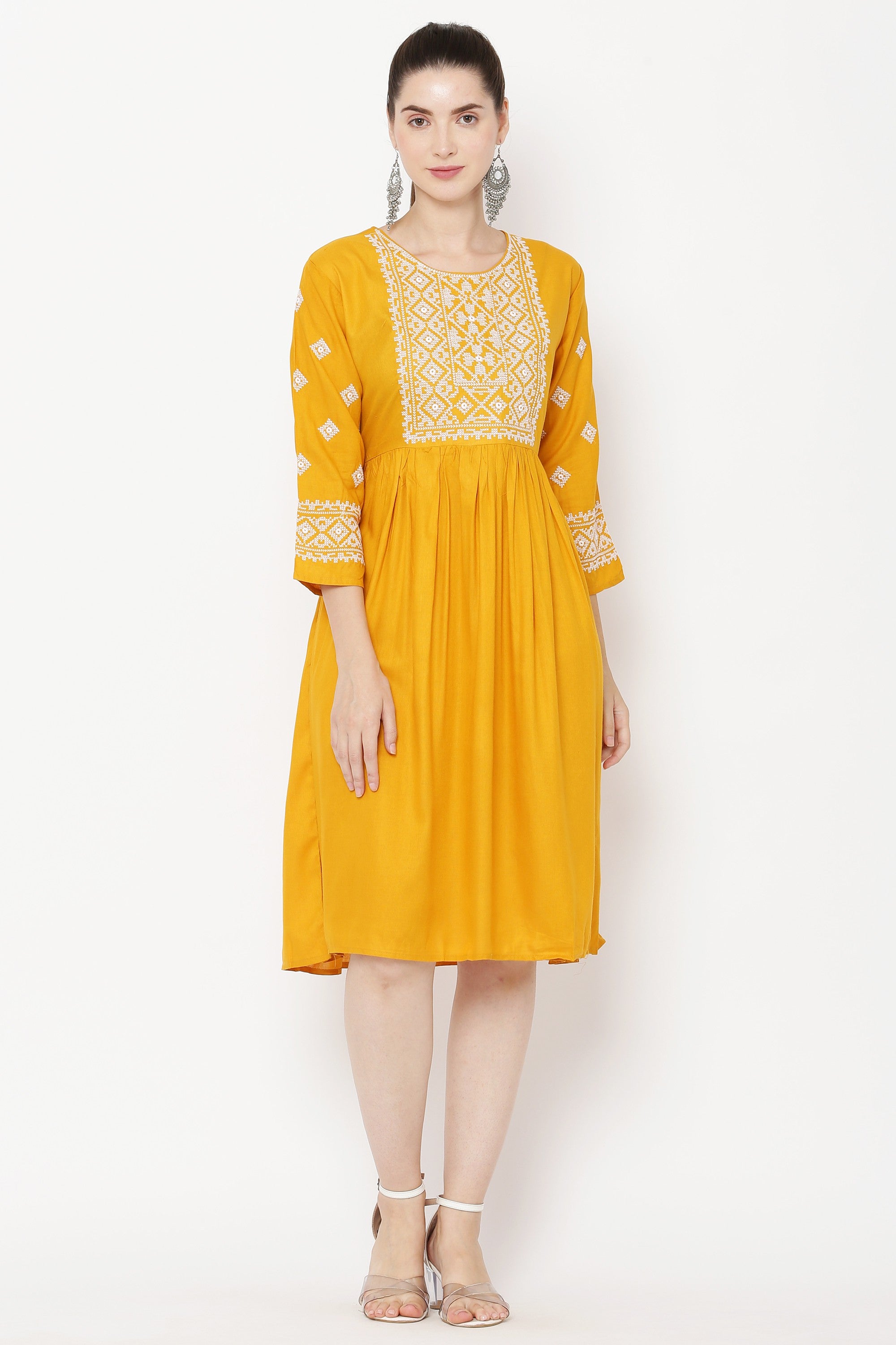 PAVONINE Gajri Color Burfi Design Embroidery Dress For Women - Distacart