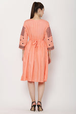 Thumbnail for PAVONINE Gajri Color Polka Dots Embroidery Dress For Women - Distacart