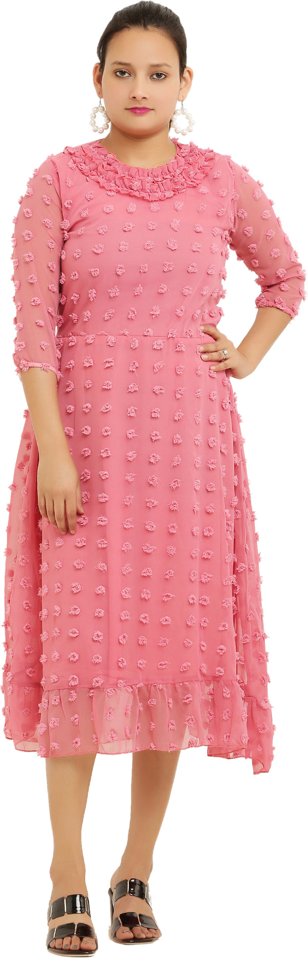 PAVONINE Buta-Design Peach Dress For Girls & Women - Distacart