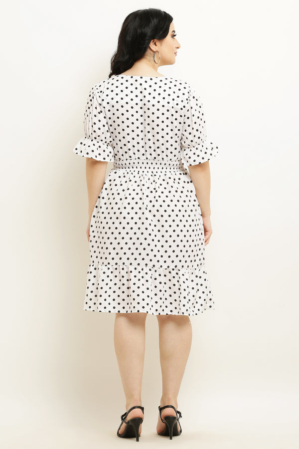 PAVONINE Micro Dots Waist Kansai Crepe Fabric White Midi For Girls - Distacart