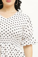 Thumbnail for PAVONINE Micro Dots Waist Kansai Crepe Fabric White Midi For Girls - Distacart