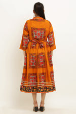 Thumbnail for PAVONINE Jaipuri Block Print Mustard Color Dress For Girls & Women - Distacart