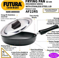 Thumbnail for Hawkins Futura Hard Anodised Frying Pan 22 cm Diameter with Lid 1 L (AF22RS) - Distacart